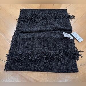 Style&Co. Chenille Scarf Black Holiday Tartan Plaid Fringe